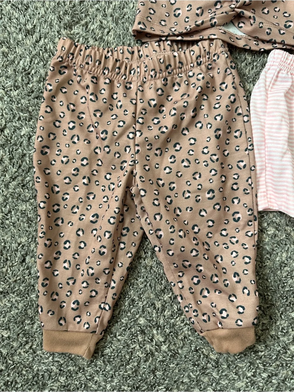 Carter's Pink Leopard Tee, Joggers & Light Pink Stripe Shorts Pajama Set